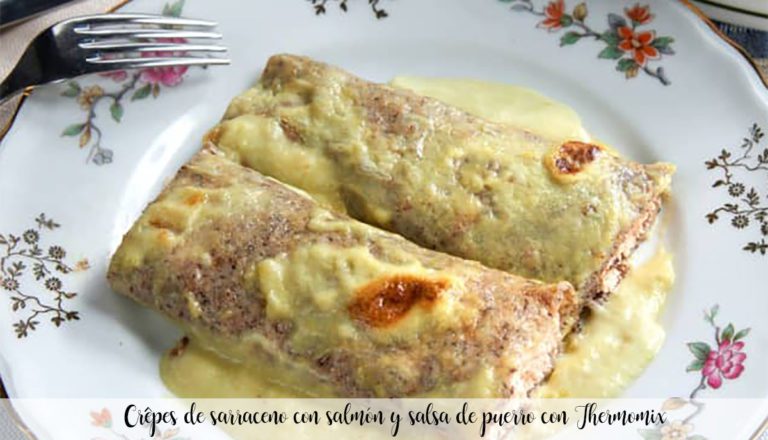 Crêpes de sarraceno con salmón y salsa de puerro con Thermomix