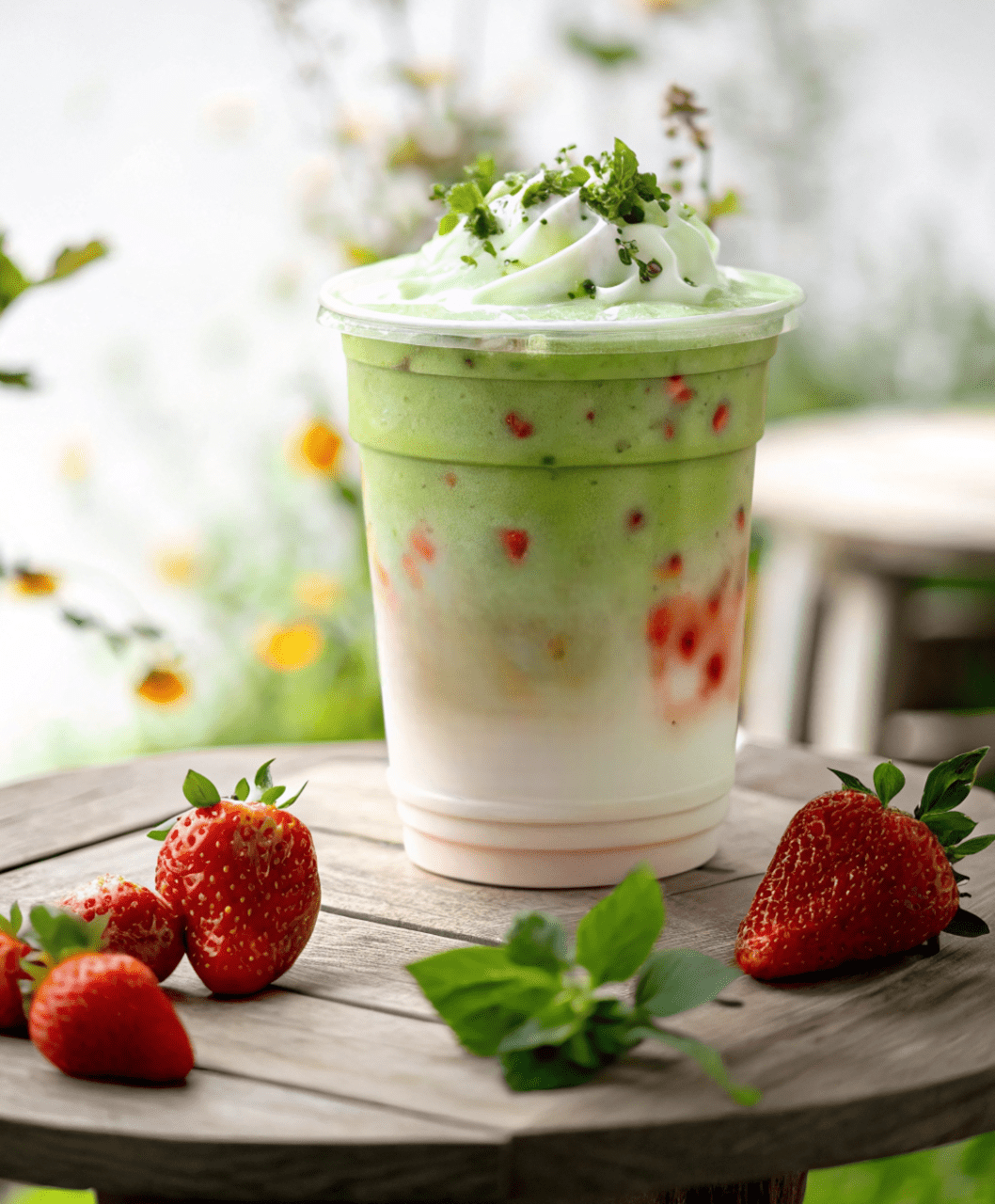 Strawberry Matcha Latte con Thermomix