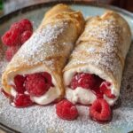Crepes de frambuesa con crema de vainilla con thermomix