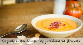 Gazpacho cremoso de tomate raf y calabacín con Thermomix