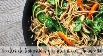 Noodles de langostinos y verduras con Thermomix