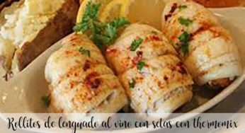 Rollitos de lenguado al vino con setas con thermomix