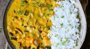 Verduras al curry con piña y leche de coco con thermomix