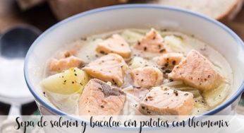 Sopa de salmón y bacalao con patatas con thermomix