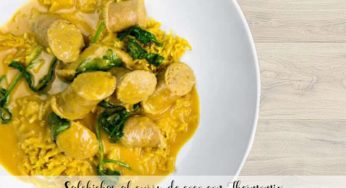 Salchichas al curry de coco con Thermomix