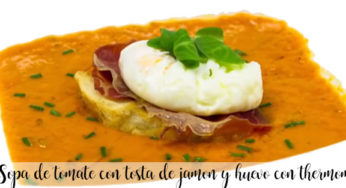 Sopa de tomate con tosta de jamon y huevo con thermomix