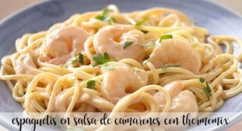 Espaguetis con salsa de camarones con thermomix