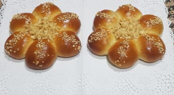 Brioche en flor con crema pastelera de turron con thermomix