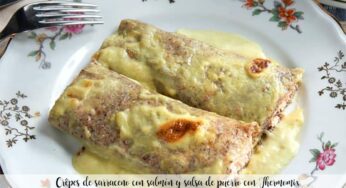 Crêpes de sarraceno con salmón y salsa de puerro con Thermomix