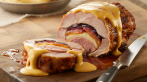 Solomillo de cerdo relleno de jamón, queso y ciruelas en airfryer