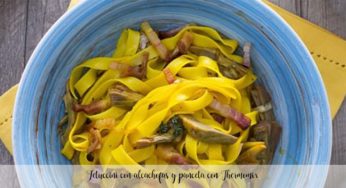 Fetuccini con alcachofas y panceta con Thermomix