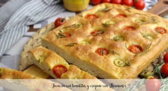 Focaccia con tomatitos y orégano con Thermomix