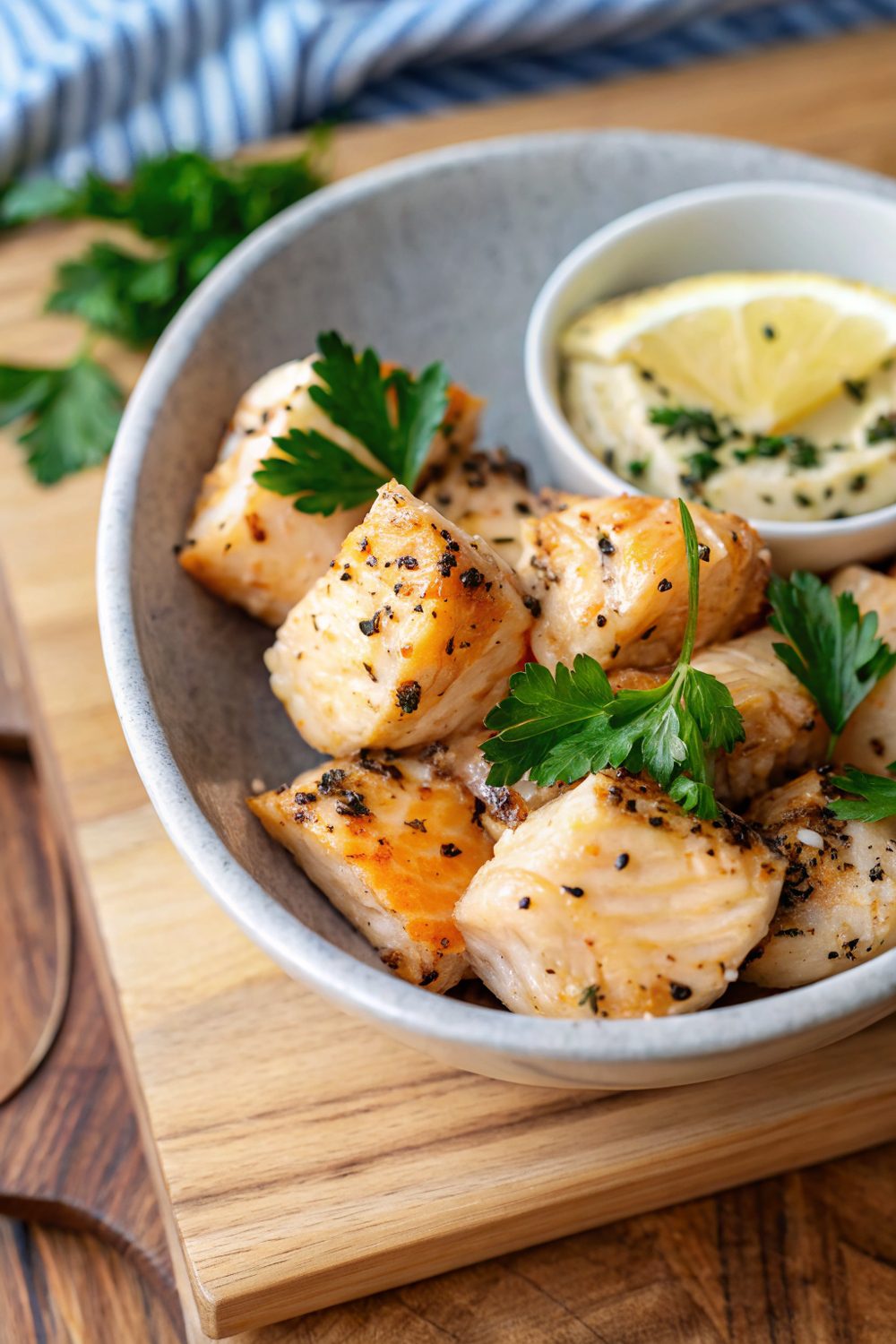 Salmón crujiente en dados con freidora de aire - airfryer