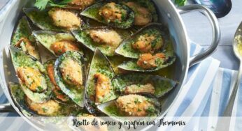 Mejillones rellenos con mantequilla de ajo con thermomix