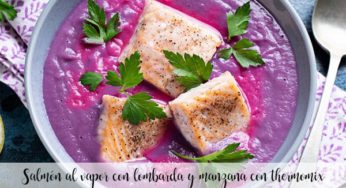 Salmón al vapor con lombarda y manzana con thermomix