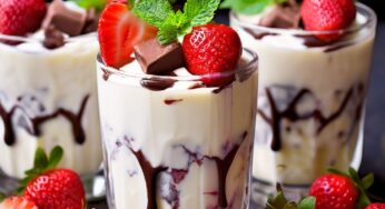 Vasitos de queso con chocolate y fresas con Thermomix