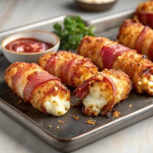 Palitos de Mozzarella Envueltos en Beicon en freidora de aire