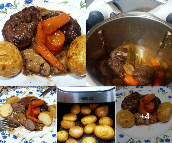 CARRILLERAS ESTOFADAS CON ZANAHORIAS Y CHAMPIÑONES con thermomix