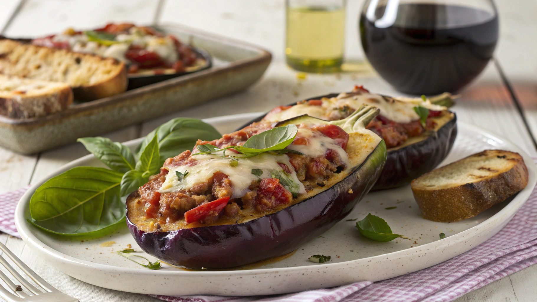 Berenjenas gratinadas Rellenas de Carne con Freidora de Aire