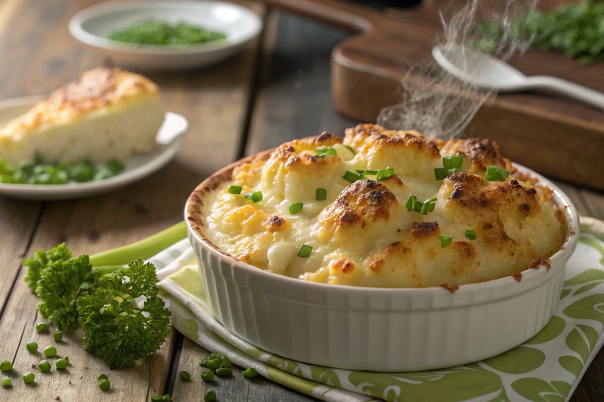 Coliflor cremosa gratinada con queso con freidora de aire
