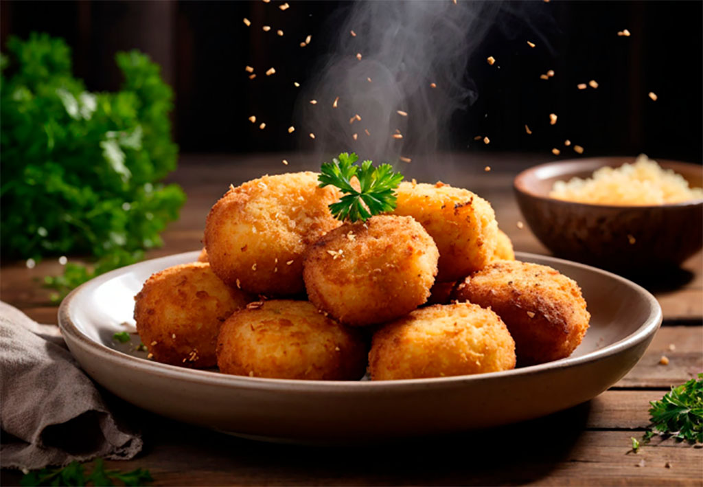 Croquetas de berenjena, queso rulo y nueces con Thermomix