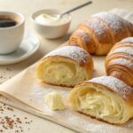 Croissants de avena rellenos de crema ligera de vainilla en freidora de aire