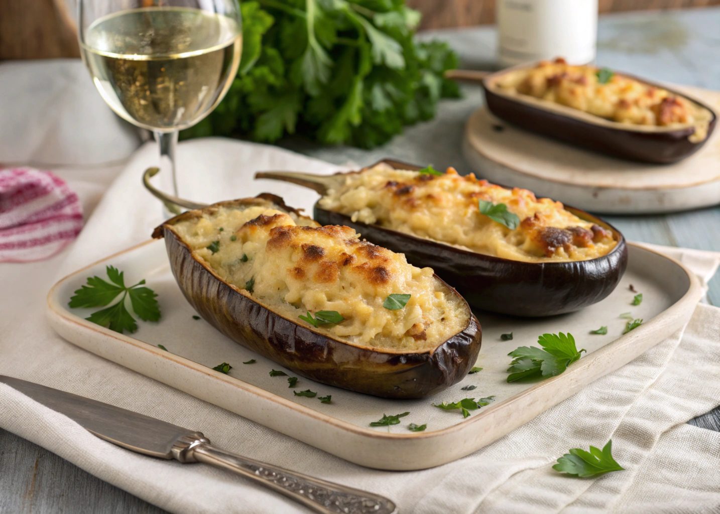 Berenjenas rellenas de bacalao en freidora de aire