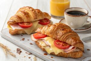 Croissant de pavo, tomate y tres quesos en freidora de aire