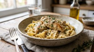 Pollo con pasta a la mostaza conThermomix