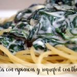 Espaguetis con espinacas y roquefort con thermomix