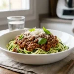 Espaguetis de calabacín Thermomix con boloñesa keto