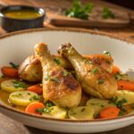 Muslitos de pollo con zanahorias y patatas en freidora de aire - air fryer