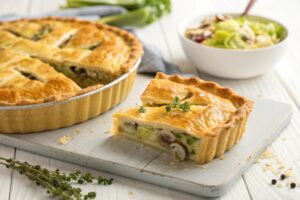 Pastel de Puerro y Champiñones Crujiente en Freidora de Aire