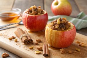 Manzanas asadas rellenas de galleta y canela con freidora de aire