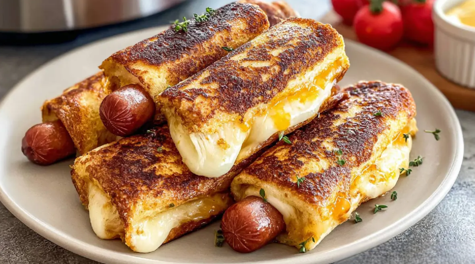 Rollitos de sándwich de hot dog con queso a la parrilla en freidora de aire - airfryer