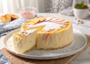 Tarta de Queso Cremosa con Melocotón con freidora de aire
