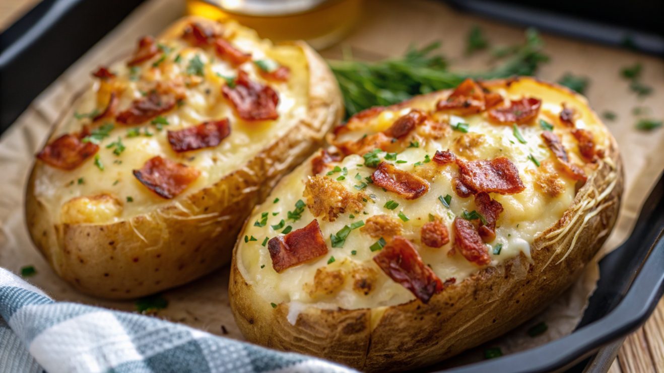 Patatas rellenas con tocino y queso con freidora de aire - air fryer