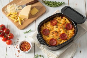 Macarrones gratinados con freidora de aire