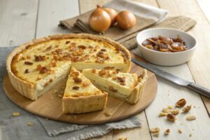 Quiché de queso de cabra y cebolla caramelizada en freidora de aire