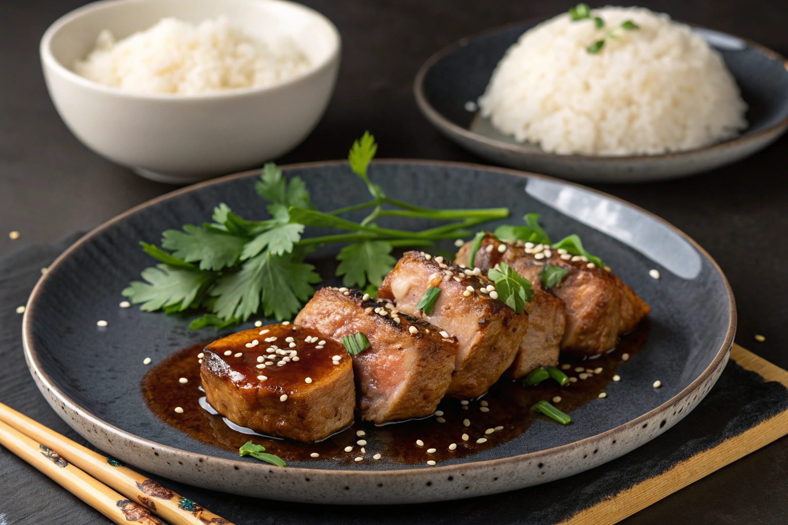 Lomo de cerdo con salsa oriental al papillote con freidora de aire - airfryer