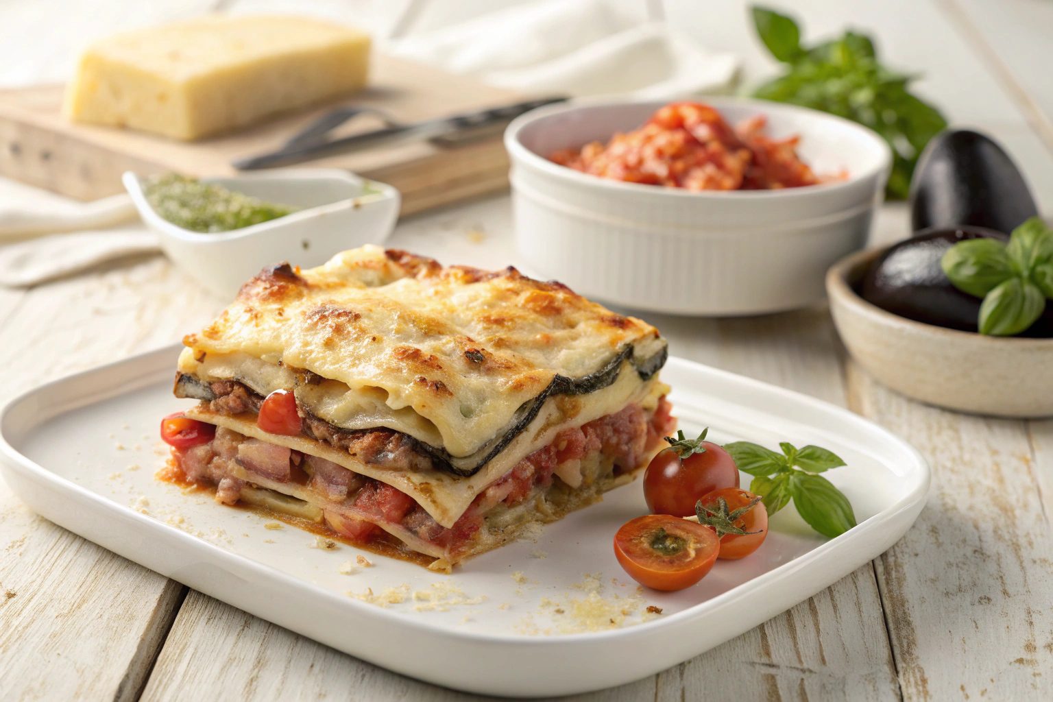 Lasaña de berenjena, jamón york y queso con freidora de aire – airfryer