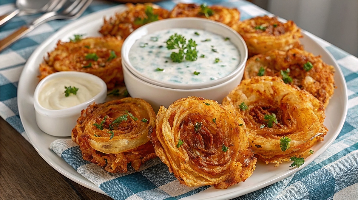 Chips crujientes de parmesano y cebolla en freidora de aire