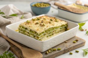 Lasaña de pistacho cremosa en freidora de aire
