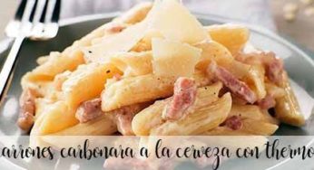 macarrones carbonara a la cerveza con thermomix