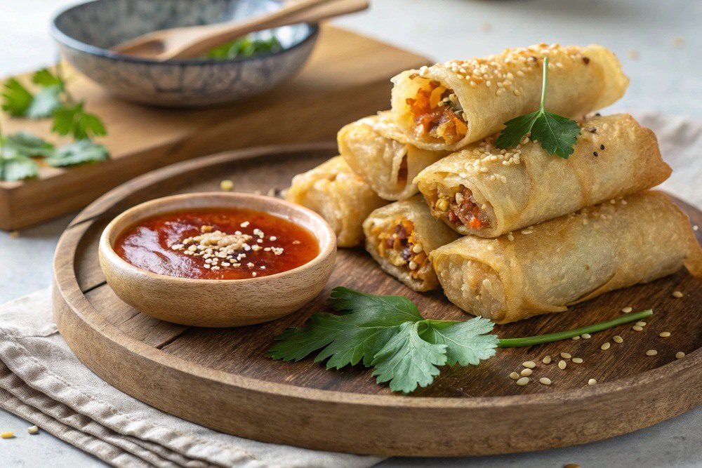 Rollitos de primavera caseros crujientes en freidora de aire