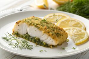 Bacalao crujiente con costra de brócoli con freidora de aire