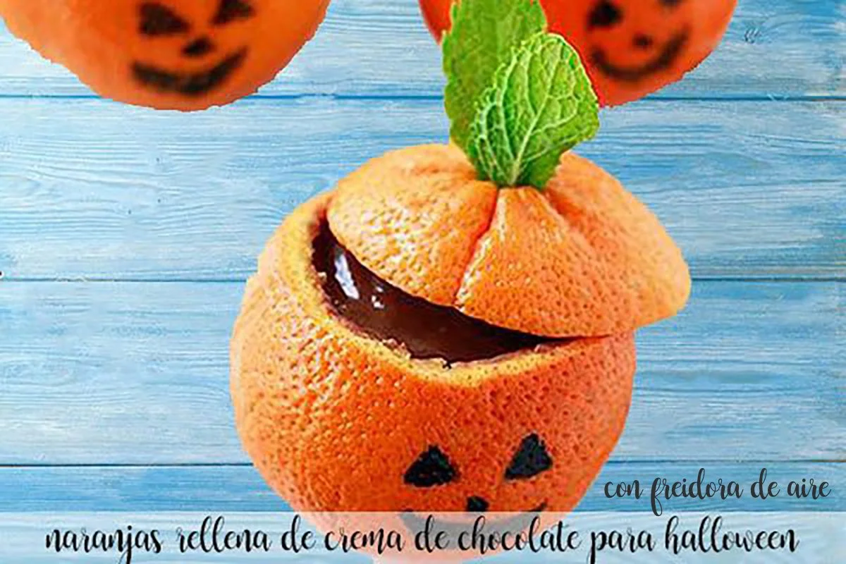 naranjas rellena de flan de chocolate con freidora de aire - air fryer