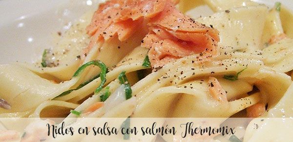 Nidos en salsa con salmon con thermomix