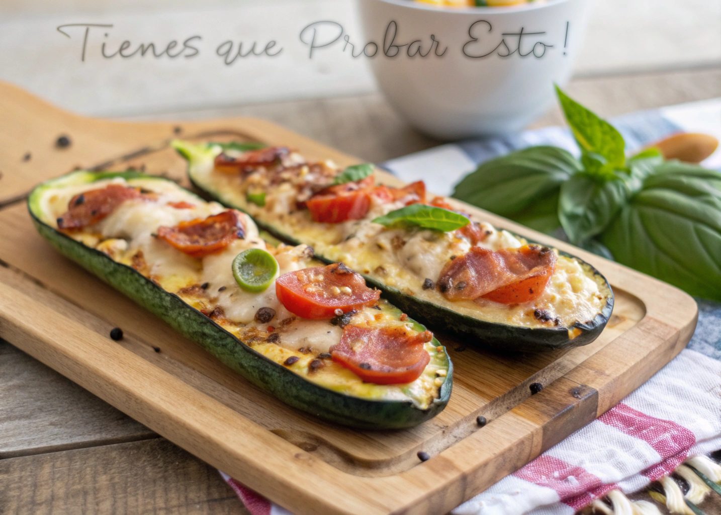 Calabacines rellenos de Tomate y Mozarella con Frediora de aire - airfryer