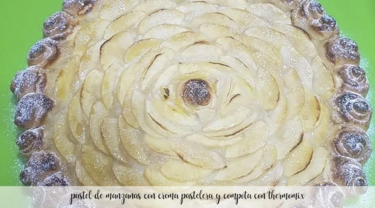 pastel de manzanas con crema pastelera y compota con thermomix